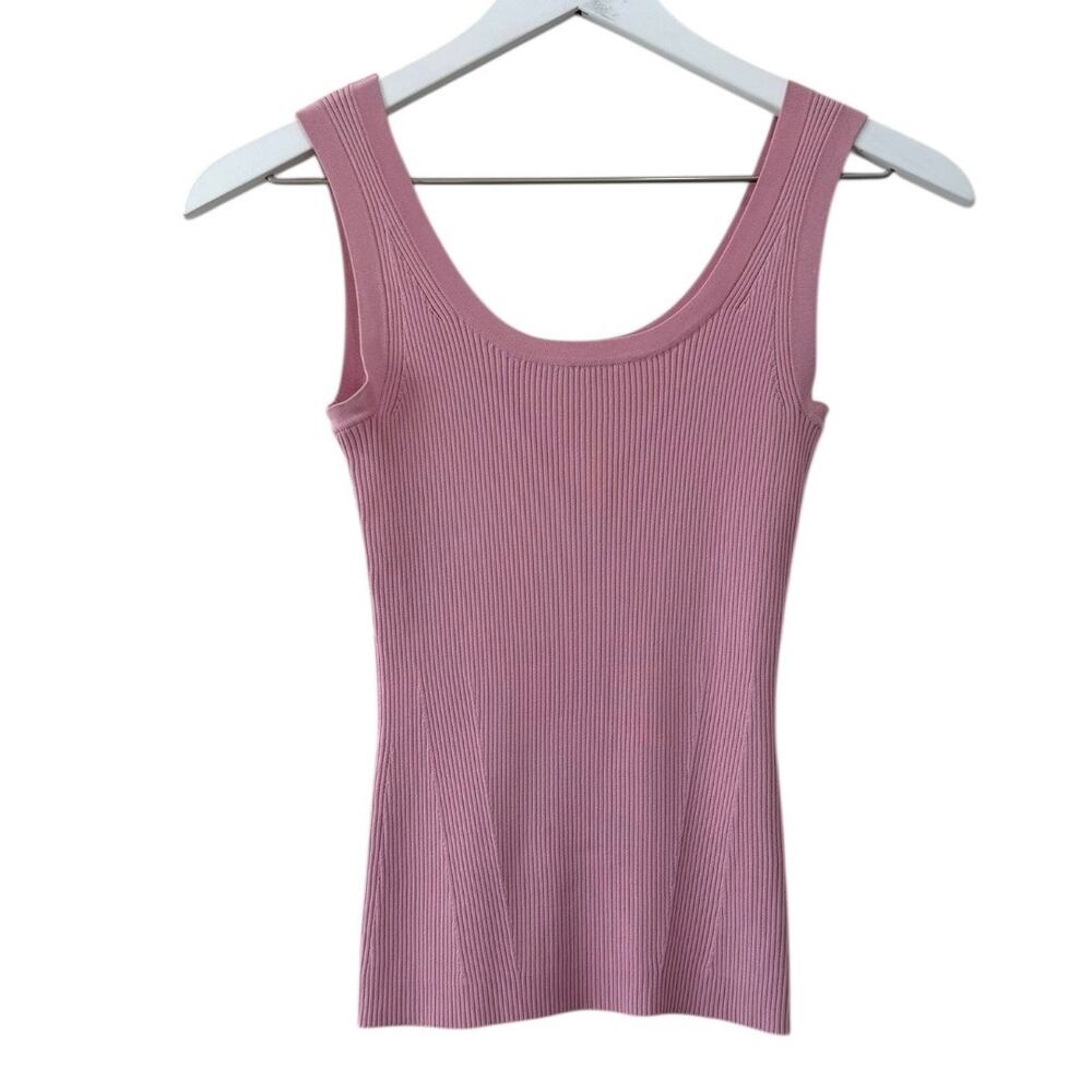 Zimmermann Ribbed Knit Tank Top Pink Sleeveless Scoop Neck Size Medium